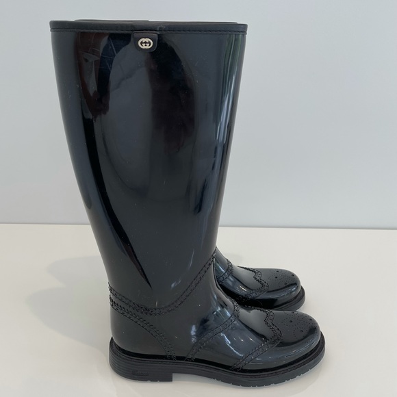GUCCI BLACK BOOTS NERO OLD LAI RUBBER BOOTS SIZE IT 38 / US 8 - Picture 2 of 16